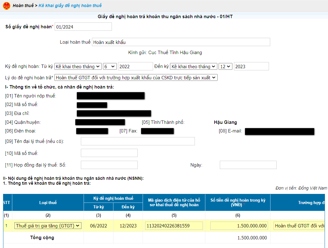 Hoàn thuế GTGT hàng xuất khẩu 02